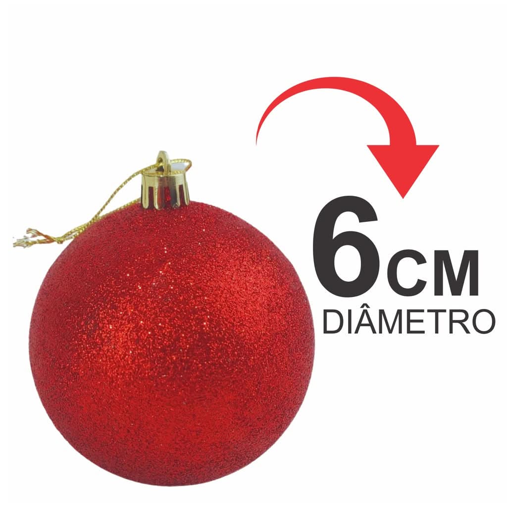 Kit 30 Bolas Enfeite de Natal Gliter Decoração Vermelho